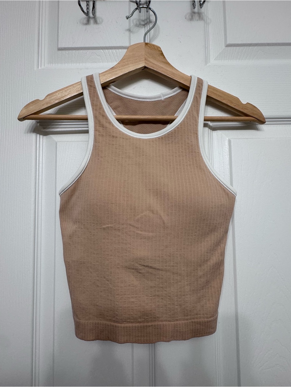 Lululemon Ebb to Street Cropped Racerback Tank Top Contour/White
